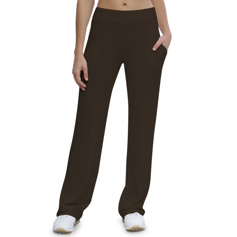 Pantalon coupe droite taille élastique avec poches en maille modal ALINA Pantalon coupe droite taille élastique avec poches en maille modal ALINA