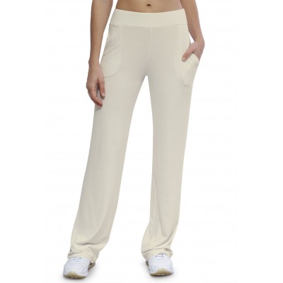 Pantalon coupe droite taille élastique avec poches en maille modal ALINA