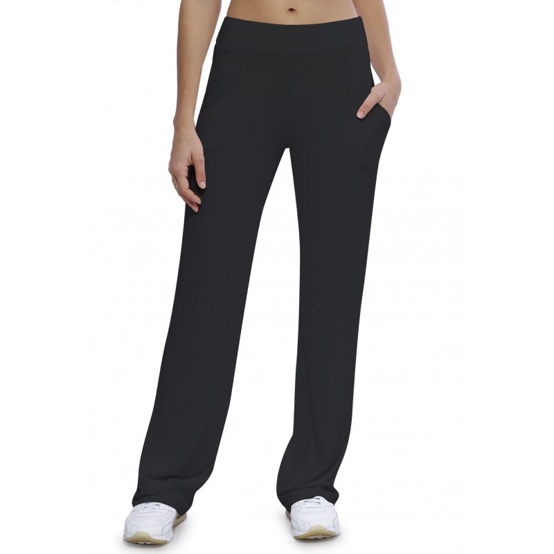 Pantalon coupe droite taille élastique avec poches en maille modal ALINA Pantalon coupe droite taille élastique avec poches en maille modal ALINA