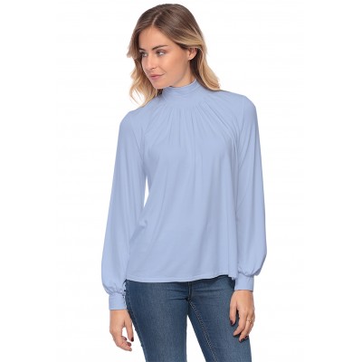 Tee-shirt col montant plissé manches longues SANDY