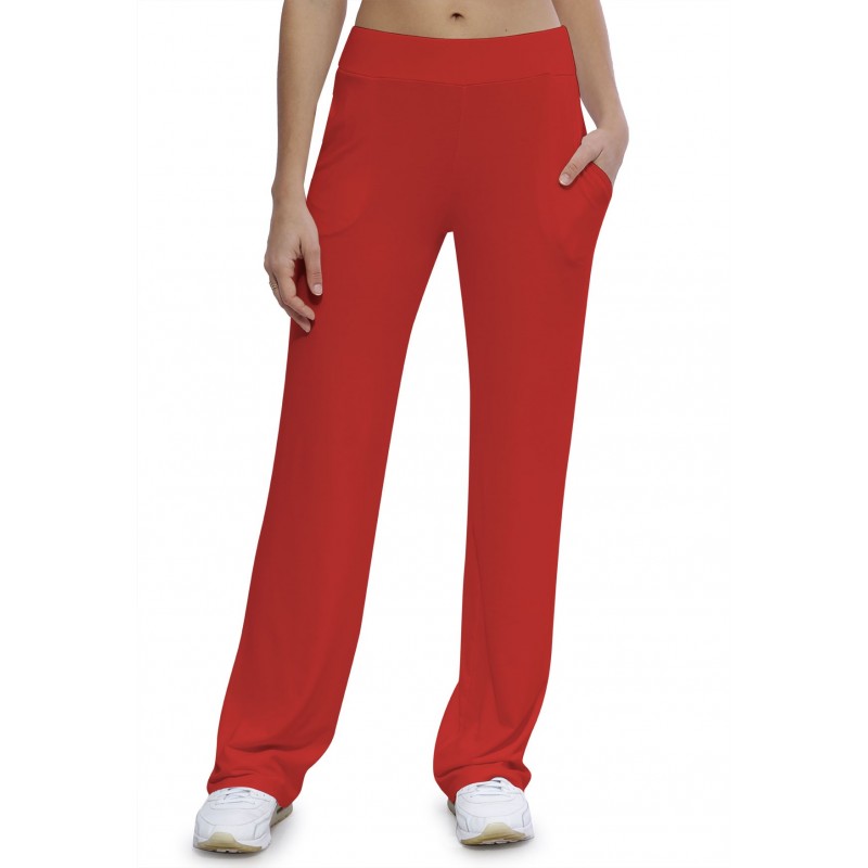 Pantalon coupe droite taille élastique avec poches en maille modal ALINA Pantalon coupe droite taille élastique avec poches en maille modal ALINA
