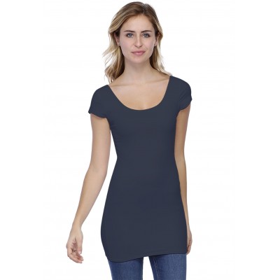 T-shirt long col danseuse manches courtes capes en modal ROXANE07