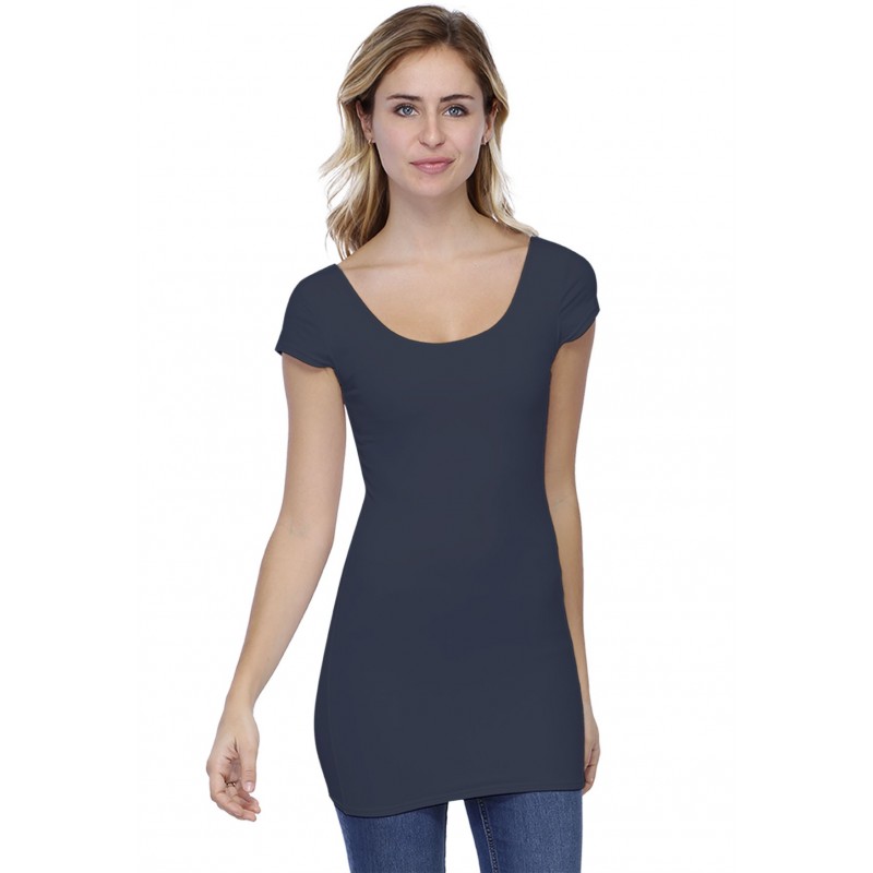 T-shirt long col danseuse manches courtes capes en modal ROXANE07 T-shirt long col danseuse manches courtes capes en modal ROXANE07