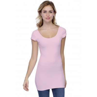 T-shirt long col danseuse manches courtes capes en modal ROXANE07