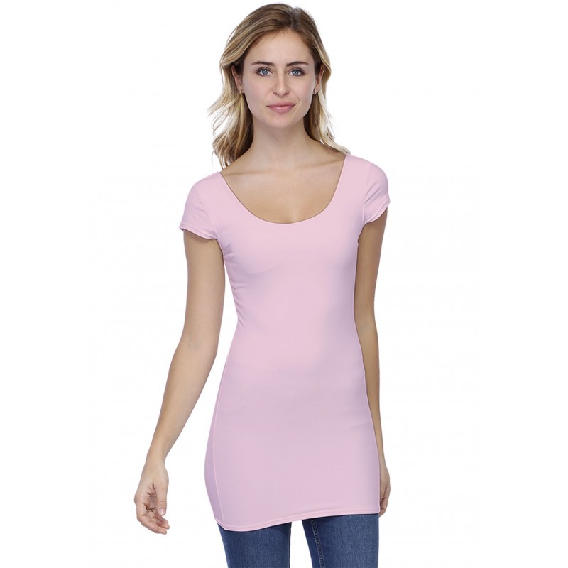 T-shirt long col danseuse manches courtes capes en modal ROXANE07 T-shirt long col danseuse manches courtes capes en modal ROXANE07