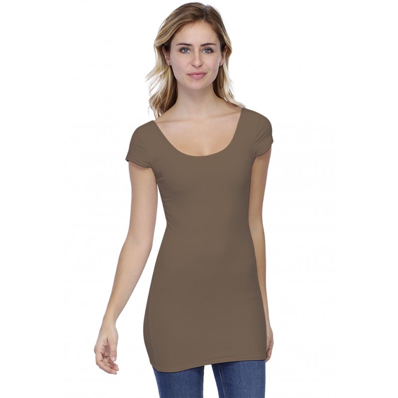 T-shirt long col danseuse manches courtes capes en modal ROXANE07 T-shirt long col danseuse manches courtes capes en modal ROXANE07