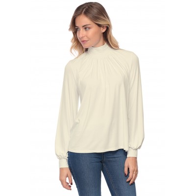 Tee-shirt col montant plissé manches longues SANDY