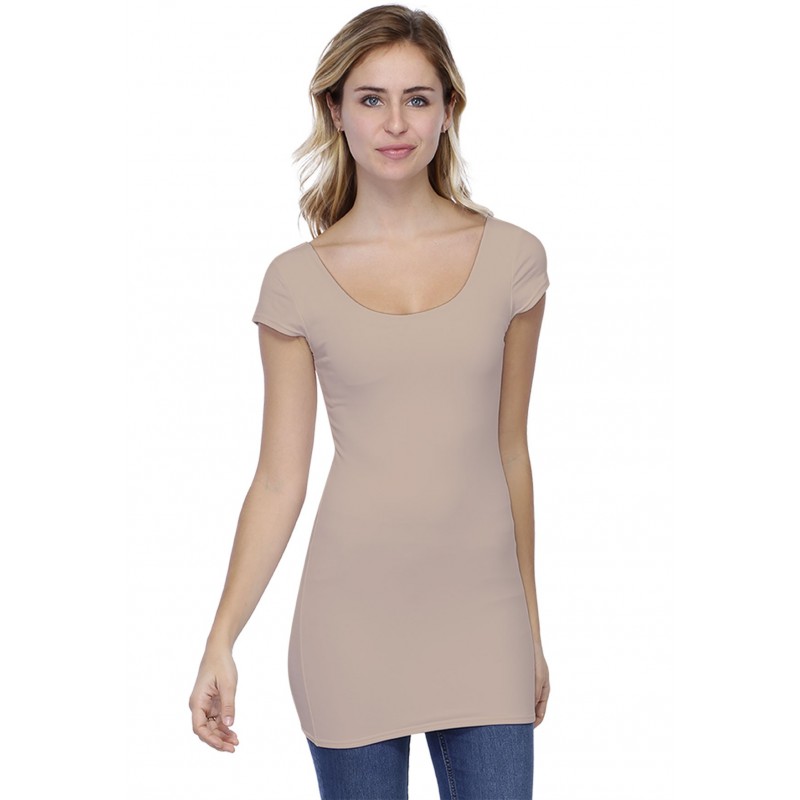 T-shirt long col danseuse manches courtes capes en modal ROXANE07 T-shirt long col danseuse manches courtes capes en modal ROXANE07