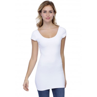 T-shirt long col danseuse manches courtes capes en modal ROXANE07