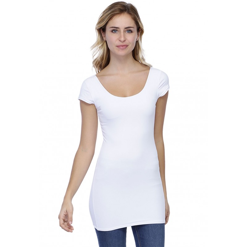 T-shirt long col danseuse manches courtes capes en modal ROXANE07 T-shirt long col danseuse manches courtes capes en modal ROXANE07