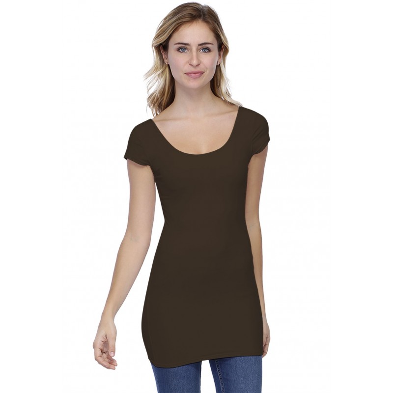 T-shirt long col danseuse manches courtes capes en modal ROXANE07 T-shirt long col danseuse manches courtes capes en modal ROXANE07