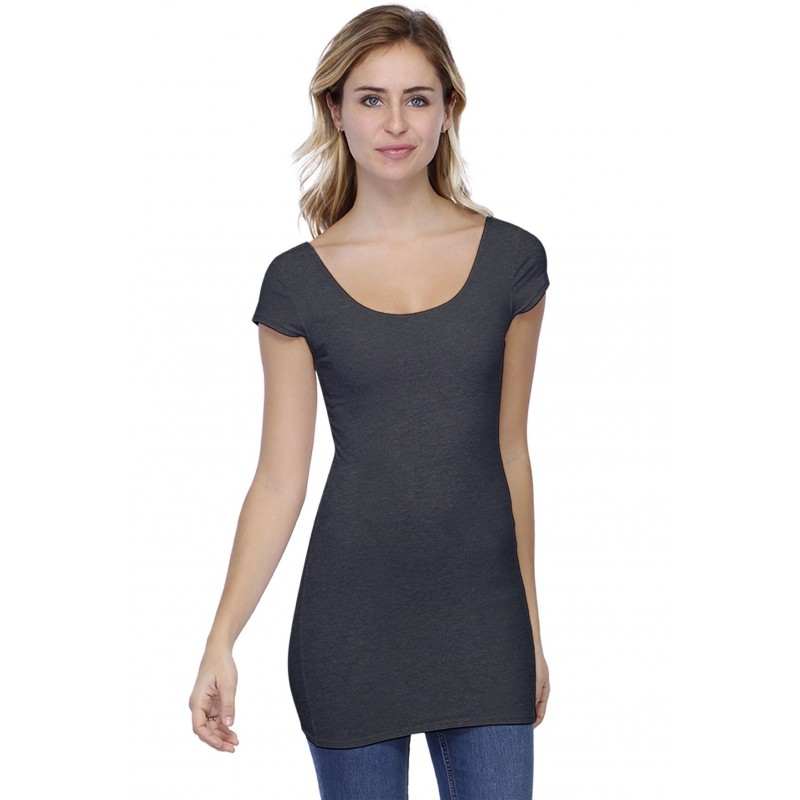 T-shirt long col danseuse manches courtes capes en modal ROXANE07 T-shirt long col danseuse manches courtes capes en modal ROXANE07