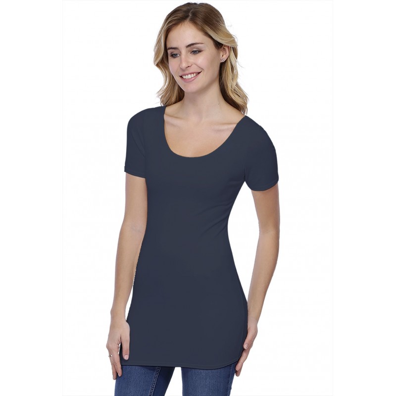 T-shirt long col danseuse manches courtes en modal ROXANE08 T-shirt long col danseuse manches courtes en modal ROXANE08