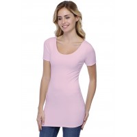 T-shirt long col danseuse manches courtes en modal ROXANE08
