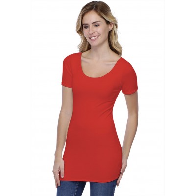 T-shirt long col danseuse manches courtes en modal ROXANE08