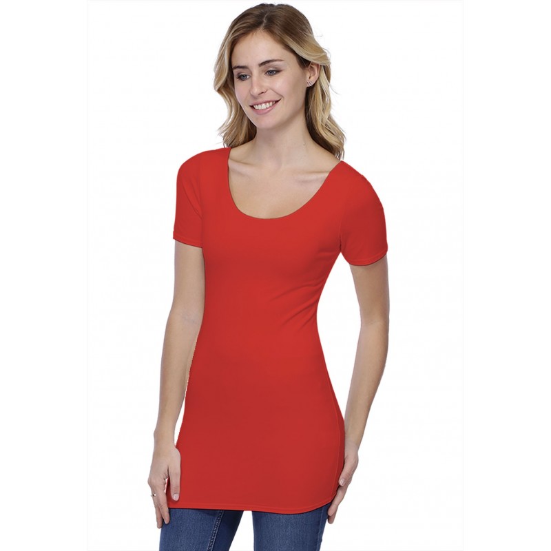 T-shirt long col danseuse manches courtes en modal ROXANE08 T-shirt long col danseuse manches courtes en modal ROXANE08