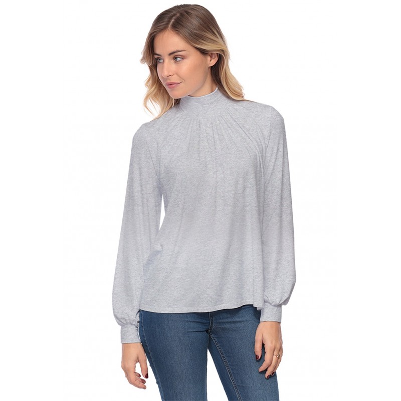Tee-shirt col montant plissé manches longues SANDY Tee-shirt col montant plissé manches longues SANDY