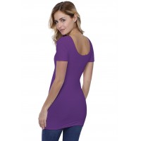 T-shirt long col danseuse manches courtes en modal ROXANE08