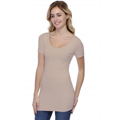 T-shirt long col danseuse manches courtes en modal ROXANE08