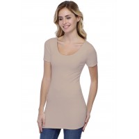 T-shirt long col danseuse manches courtes en modal ROXANE08
