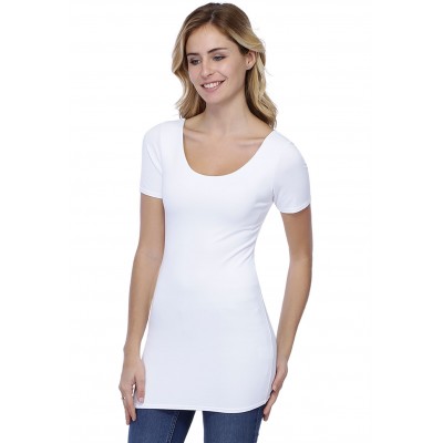 T-shirt long col danseuse manches courtes en modal ROXANE08