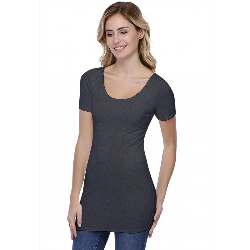 T-shirt long col danseuse manches courtes en modal ROXANE08 T-shirt long col danseuse manches courtes en modal ROXANE08