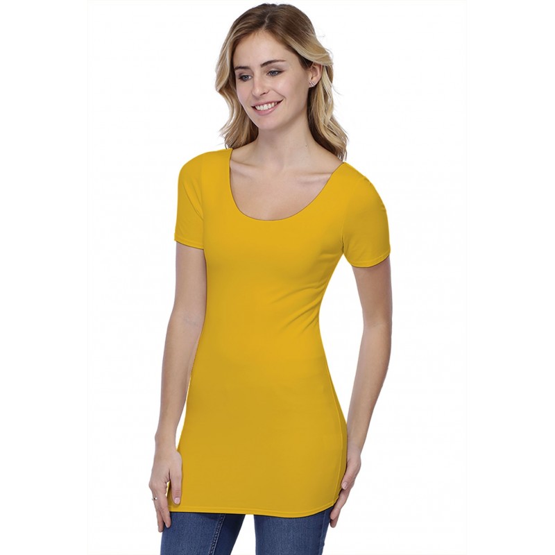 T-shirt long col danseuse manches courtes en modal ROXANE08 T-shirt long col danseuse manches courtes en modal ROXANE08