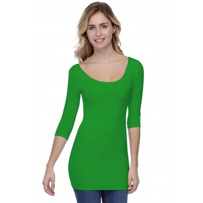 T-shirt long col danseuse manches 3-4 en modal ROXANE09