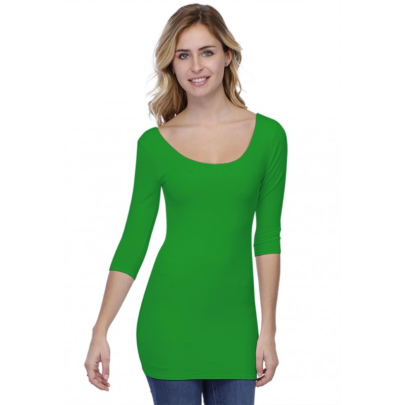 T-shirt long col danseuse manches 3-4 en modal ROXANE09