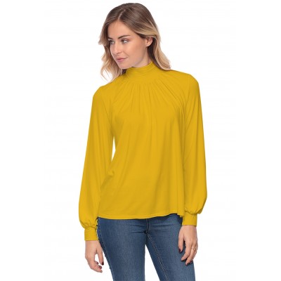 Tee-shirt col montant plissé manches longues SANDY
