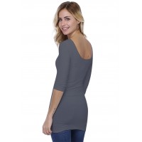 T-shirt long col danseuse manches 3-4 en modal ROXANE09