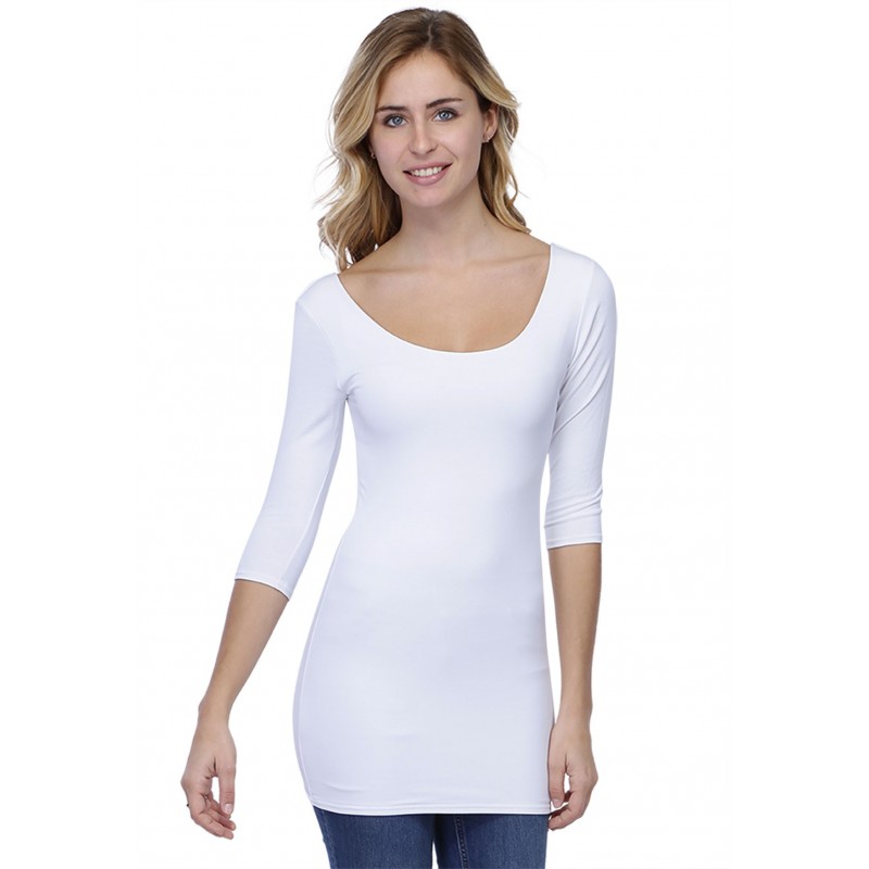 T-shirt long col danseuse manches 3-4 en modal ROXANE09 T-shirt long col danseuse manches 3-4 en modal ROXANE09