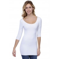 T-shirt long col danseuse manches 3-4 en modal ROXANE09