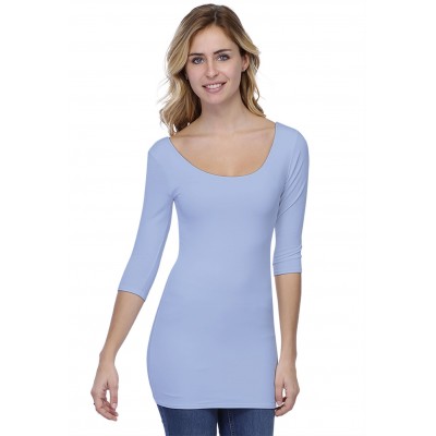 T-shirt long col danseuse manches 3-4 en modal ROXANE09