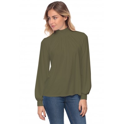 Tee-shirt col montant plissé manches longues SANDY