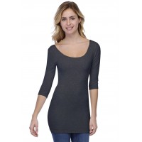 T-shirt long col danseuse manches 3-4 en modal ROXANE09