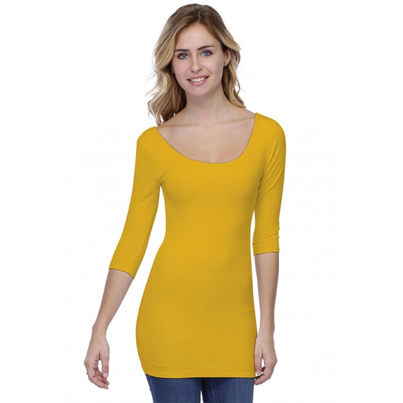 T-shirt long col danseuse manches 3-4 en modal ROXANE09 T-shirt long col danseuse manches 3-4 en modal ROXANE09