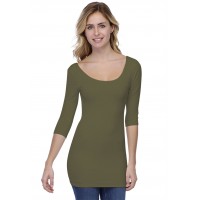 T-shirt long col danseuse manches 3-4 en modal ROXANE09
