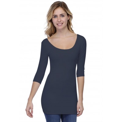 T-shirt long col danseuse manches 3-4 en modal ROXANE09