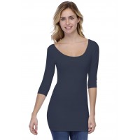 T-shirt long col danseuse manches 3-4 en modal ROXANE09