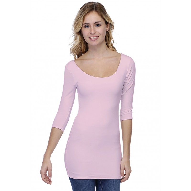 T-shirt long col danseuse manches 3-4 en modal ROXANE09 T-shirt long col danseuse manches 3-4 en modal ROXANE09