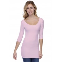 T-shirt long col danseuse manches 3-4 en modal ROXANE09