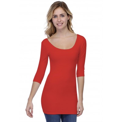 T-shirt long col danseuse manches 3-4 en modal ROXANE09