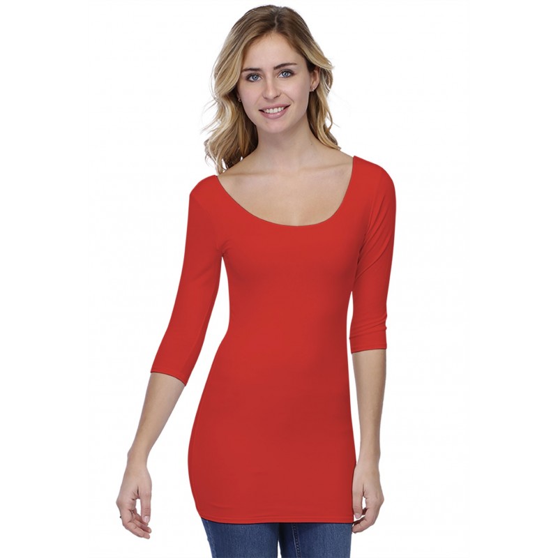 T-shirt long col danseuse manches 3-4 en modal ROXANE09 T-shirt long col danseuse manches 3-4 en modal ROXANE09