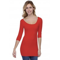 T-shirt long col danseuse manches 3-4 en modal ROXANE09