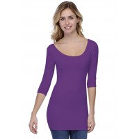 T-shirt long col danseuse manches 3-4 en modal ROXANE09