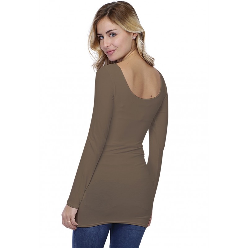T-shirt long col danseuse manches longues en modal ROXANE10 T-shirt long col danseuse manches longues en modal ROXANE10