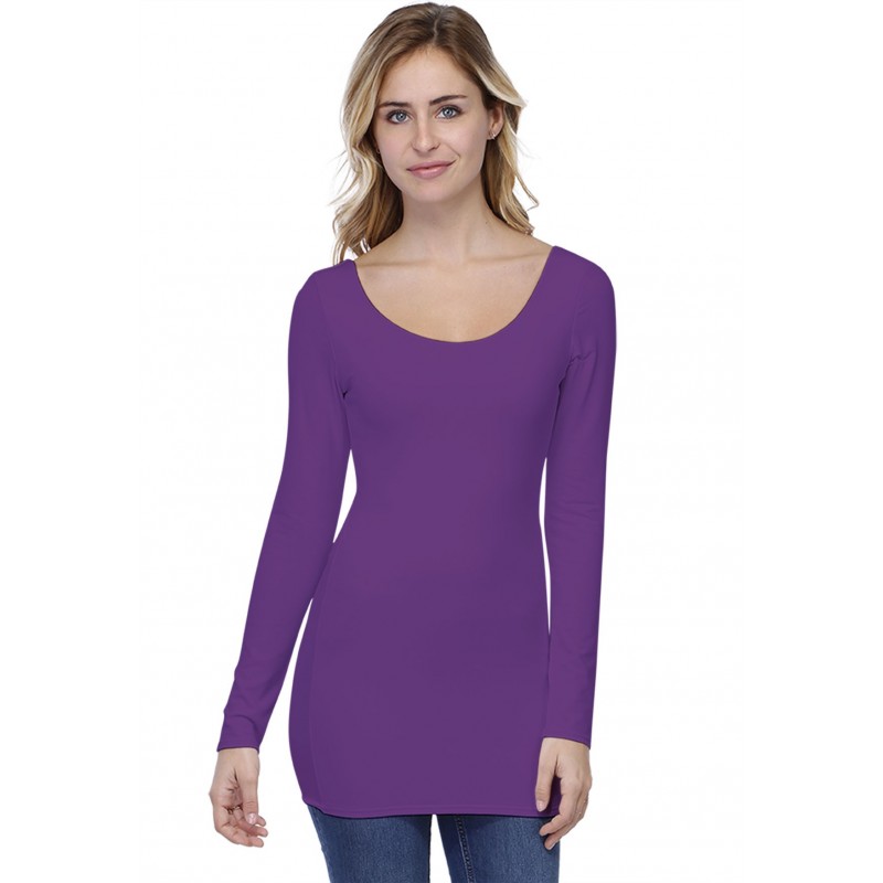 T-shirt long col danseuse manches longues en modal ROXANE10 T-shirt long col danseuse manches longues en modal ROXANE10