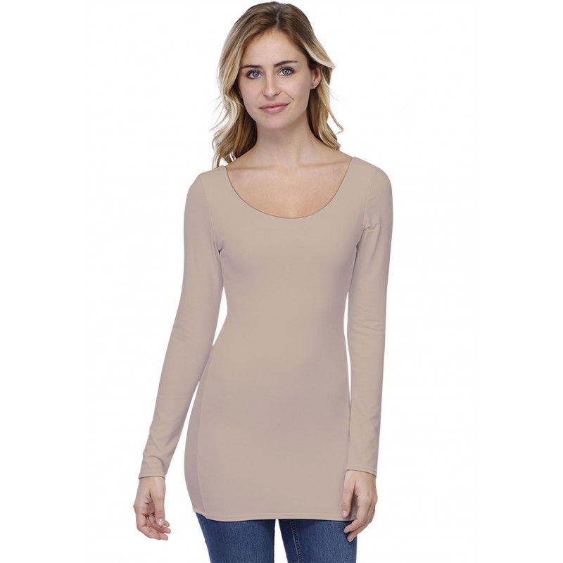 T-shirt long col danseuse manches longues en modal ROXANE10 T-shirt long col danseuse manches longues en modal ROXANE10
