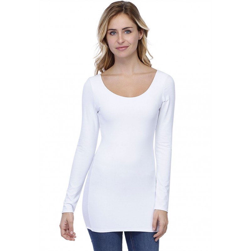 T-shirt long col danseuse manches longues en modal ROXANE10 T-shirt long col danseuse manches longues en modal ROXANE10